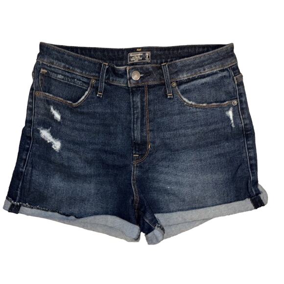 Abercrombie & Fitch Simone High Rise Short Size 29 / 8 Distressed Denim Jean EUC - Picture 1 of 7